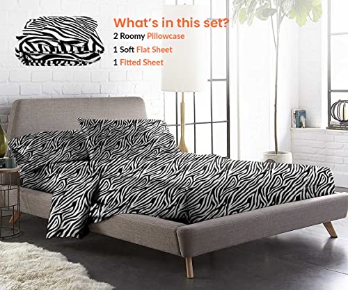 Sgi 500 Tc 100% Egyptian Cotton Bed Sheets, Luxurious Soft For Premium Hotel Quality 4Pc Sheet Set - 1 Fitted Sheet, 1 Flat Sheet & 2 Pillowcase 15" Inch Deep Pocket (King , Zebra Print Solid) #TOP1