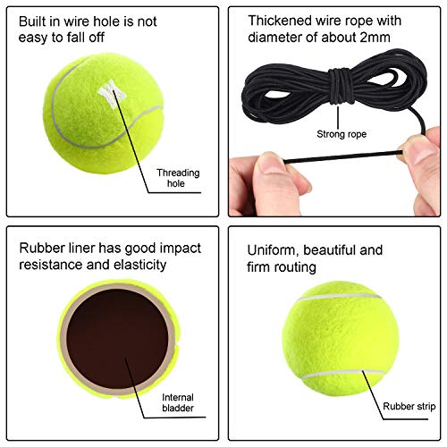 Gejoy 4 Packs Tennis Training Ball with String Tennis Trainer Balls Self Practice Tool Ball Training Equipment for Trainer Practice Exercise - Thumbnail 2