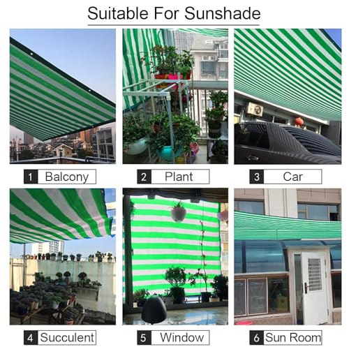 Toldo para patio al aire libre con rayas verdes refugio solar de 2 x 15 m 6