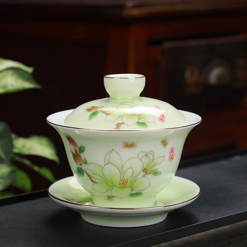ALturN Kungfu tea bowl,Gaiwan Tea Set,150ml Ceramic Gaiwan Tea Bowl Tea Kung Fu Tea Set Teacup Tea Ceremony Tureen Decoration