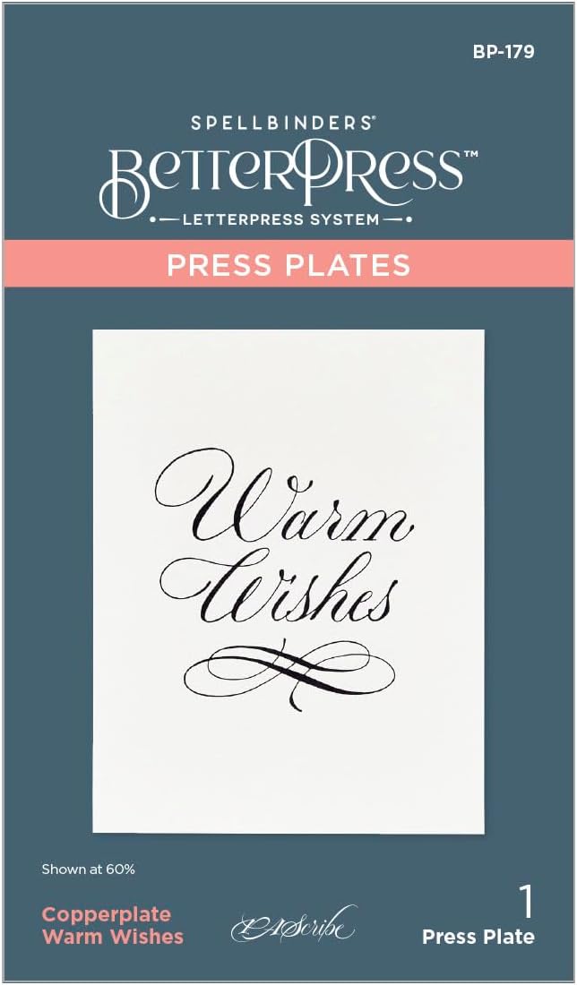 Spellbinders BP-179 Copperplate Warm Wishes Press Plate from The Copperplate Holiday Sentiments Collection by Paul Antonio