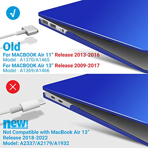 Ibenzer Compatible With Macbook Air 11 Inch Case Model A1370 A1465, Soft Touch Plastic Hard Shell Case Bundle With Keyboard Cover For Mac Air 11, Royal Blue, A11Rbl+1 A #TOP3