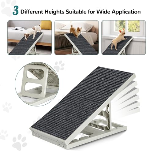 Indoor Dog Ramp Bed for Small Medium Pets,Folding Collapsible Cat Ramp, Adjustable Height Dog Ramp with Non-Slip Carpet for Couch,Sofa,Chair - Image 3