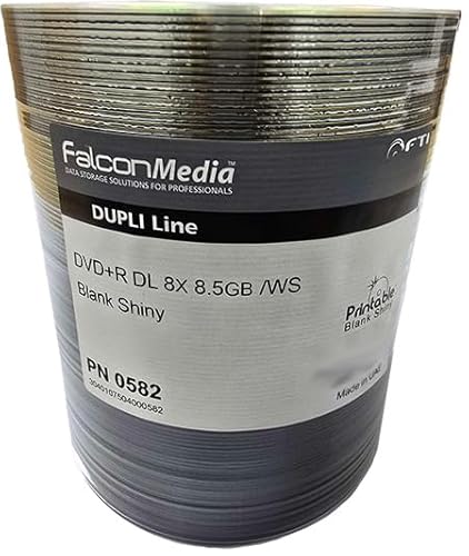 Falcon DVD Double Layer DVD+R DL Dual Layer 8.5GB 240 Min 8x Silver Top for Marker Pen Use 8292 - 50 Pack