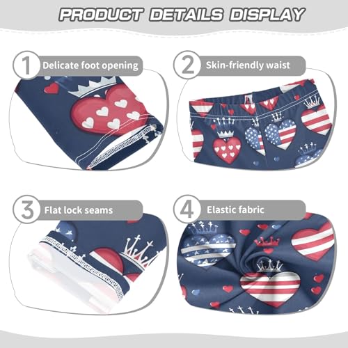 Hearts Crown USA Girls Leggings Athletic Pants Tights Stretch Bottom3