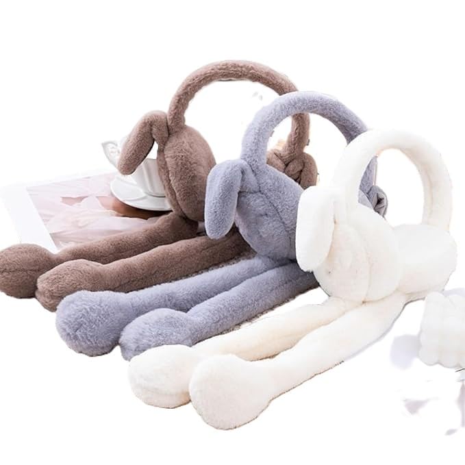 RIYANSHI Ear Muffs for Winter | Moving Rabbit Ears Cute Bunny Earmuffs for Women | Soft Warm Plush Faux Fur Ear Warmers for Cold Weather Ideal for Outdoor Activity Running, Cycling (Multicolor)-image-3