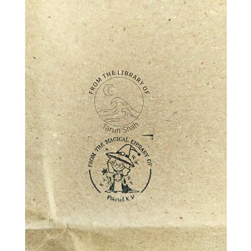 Image of Kunya Personalised Book Stamp with Your Name(3.5 cm Dia), customised for Stamping Books for Readers, Great Gift for booklovers, Kids, Teachers (Classic Library)