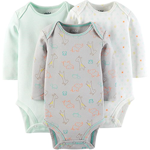 Image of Child Of Mine by Carters Unisex Baby Long Sleeve Bodysuit 3- Pack (3-6 Months)
