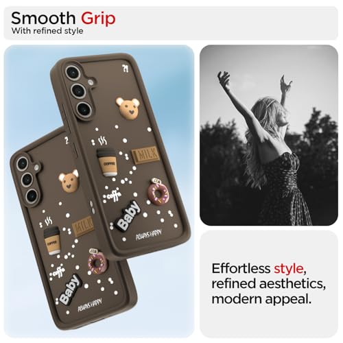 Image of Pikkme Back Cover for Samsung Galaxy S24 FE 5G | 3D Cartoon Silicone Case Cute & Fun Full Protective Bumper Cover (Brown)