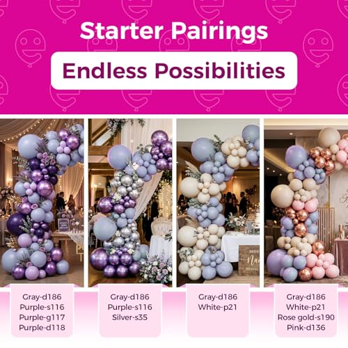 Image of Bezente Dusty Purple Latex Party Balloons - 100 Pack 12 inch Round Helium Lavender Lilac Boho Neutral Balloons for Wedding Anniversary Engagement Cat Tornado Theme Birthday Party Decorations