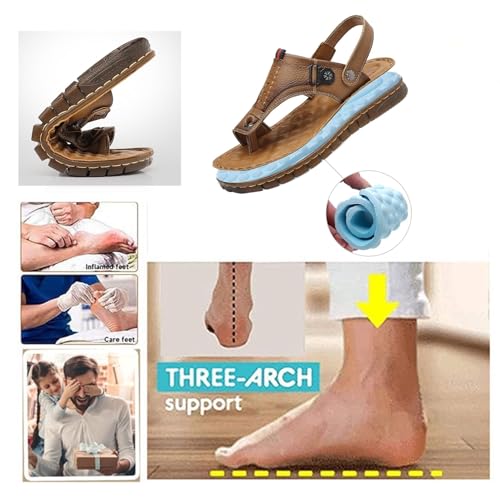CLSQLXYJZC Orthopedic Closed Toe Sandals Shoes, Men's Summer Fashion Adjustable Arch Support Bunion Corrector Sandals, Open Toe Slip-On Big Beach Holiday Flip Flops, for Papa, Husband, Grandpa3