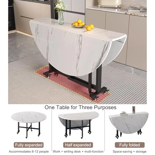 Table de salle à manger ronde extensible pliante petite pièce - 8