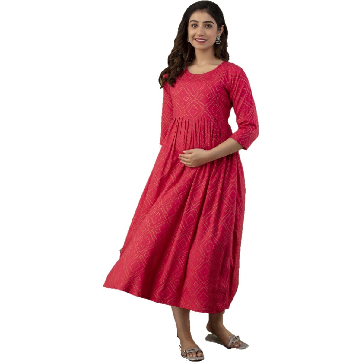 vaidiki Women's Maternity Dress Pregnancy Casual Long Sleeve Dual Zipped for Feeding Nursing Maternity Comfort Dress Kurti-picture-11
