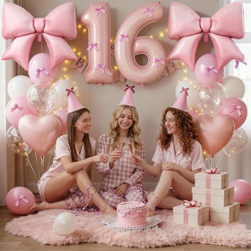 Image of 16th Birthday Decorations for Girl,Pink 16 Balloons for Party Decorations