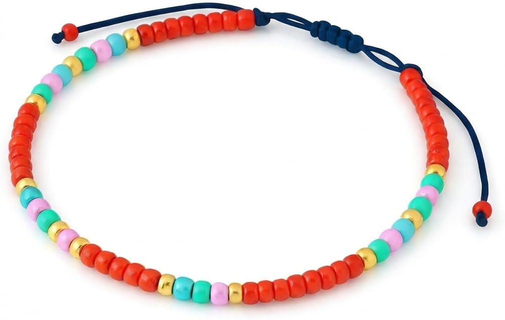 Anklets for Women Adjustable, Handmade Boho Gemstone Foot Jewelry for Summer Beach, Waterproof Beaded Ankle Bracelet, Birthday Gift Set for Her