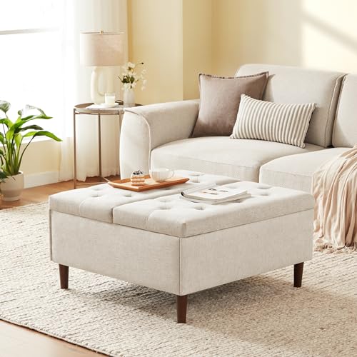 Weture 025 35 Inch Extra Large Storage Ottoman Coffee Table With Lift Top, Oversized Square Ottoman With Storage, Tufted Upholstered Ottoman Coffee Tables For Living Room thumb #5
