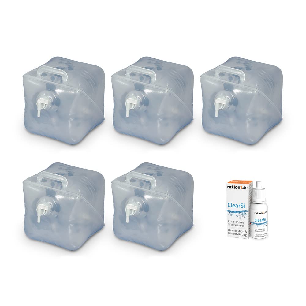 ration1 ClearSi® Wasseraufbereitung Trinkwasser, 120 Liter Wasser desinfizieren & konservieren (12ml Dosierflasche), entkeimen und haltbar Machen, leichte Dosierung, 1 Tropfen auf 500 ml Wasser