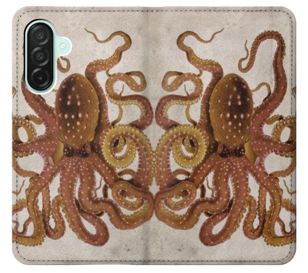 Housse cuir Samsung Galaxy A26 protection clapet vintage motif pieuvre - 3