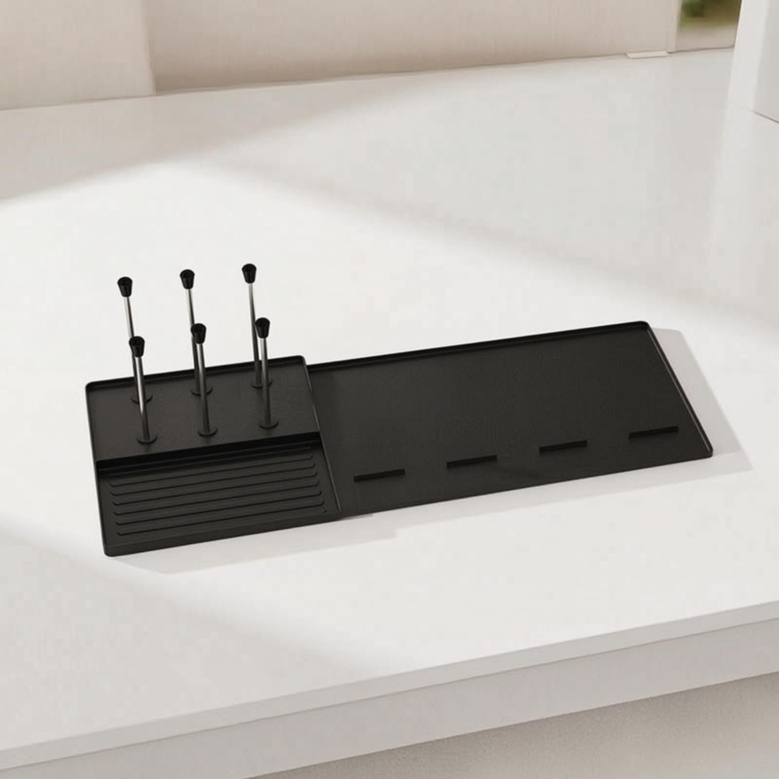 Tappetino Frigo in Silicone Vassoio Antiscivolo Sottopentola Sottobicchiere con Canaline di Drenaggio Verticali per Tazze Protegge Piani da Condensa, color to 1, Grigio
