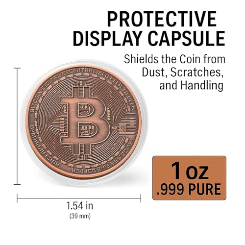 Bitcoin Copper Coins – 1 Pcs 1 oz .999 Pure Physical BTC Tokens | Commemorative Collectible Gift Set in Display Case | Unique Crypto Souvenir for Men, Women & Collectors | Perfect for Gifting - Image 3