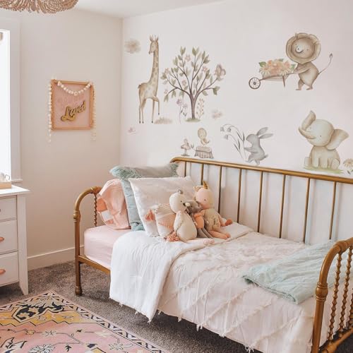 Image of Safari Animal Wall Stickers for Kids Baby Girl Wall Stickers for Room Bedroom Playroom Living Room Decor Boho Nursery Wall Art Nursery Wall Sticker Kids Room Decoration-Self-Adhesive