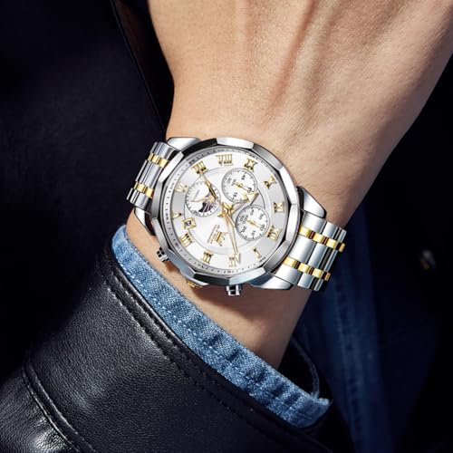 Image of OLEVS Men Watch Business Dress Diamond Luxury Watch Luminous Easy to Read Date Waterproof Stainless Steel Quartz Analog Simple Dress Watch