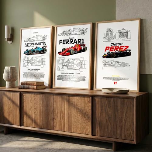 Image of kotart Big Sports Cars Framed Posters Gift Items for Boys Room Wall Decoration Bedroom Living Room Office Studio Decor | Car Poster Frame for Wall Decor Set Of 3 Size | Design 946 Beige (14x20 Inch)