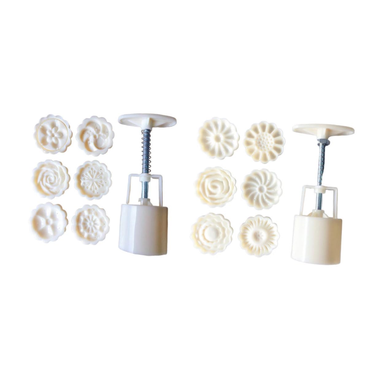 Cabilock 2Sets Moon Cake Mould DIY Baking Tool with Stamps for Homemade Desserts Hand Pressure Design for for Lunar Festival Celebrations