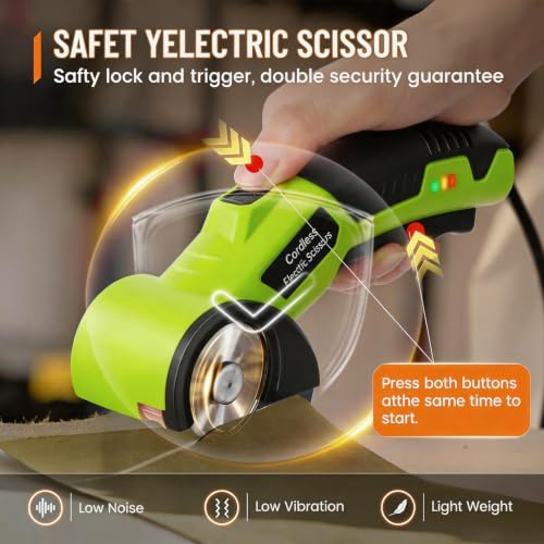Image of Electric Scissors, Cardboard Cutter, With LED Light, High-Efficiency Brushless Motor, 2000mAh Battery, Tungsten Steel Blade, Suitable for Cloth, Cardboard, Carpet Wire Rope Cutters Green