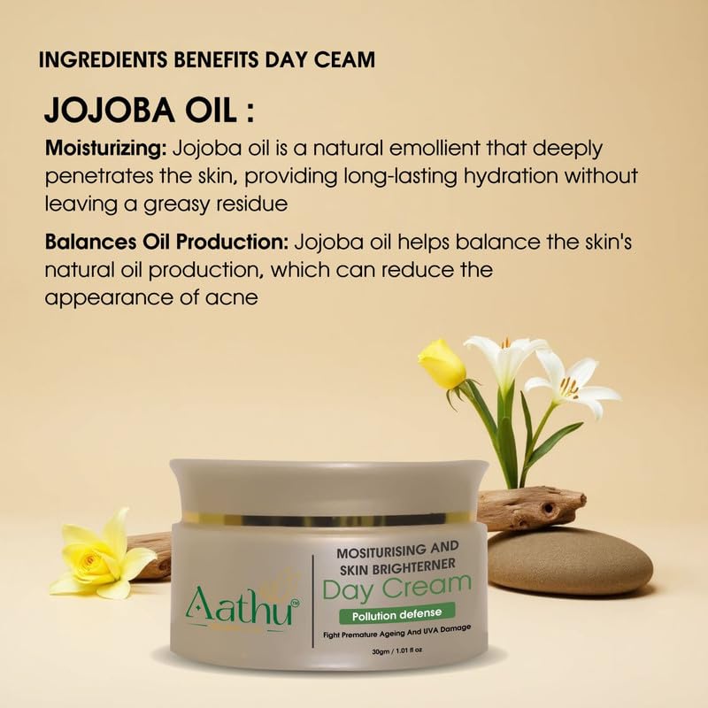 Aathu Moisturizing And Skin Brightener Day Cream (Pack 1) | White |30g | Scented | For Personal Care and Use 4