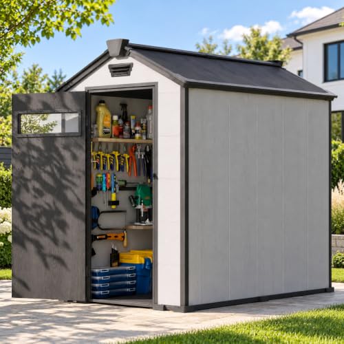 EASYHAWK 4x6 FT Resin Storage Shed with Floor