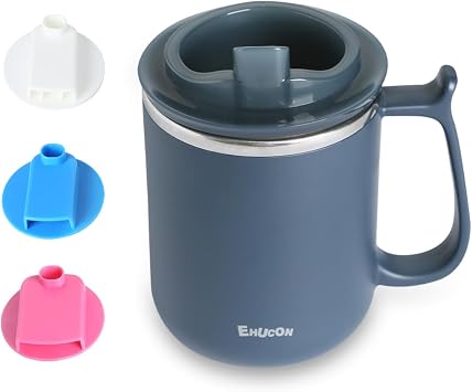 Dysphagia Regulating Thermal Mug - with 5cc, 10cc, 15cc Sip Cup Options - Liquids Only - Pack of 1 Blue