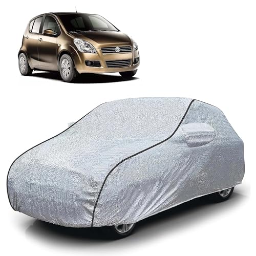 Image of Sulfar 100% Waterproof Car Body Cover Compatible with Mirror for Maruti Suzuki Ritz (Triple Stitched, Full Bottom Elastic, Magic Silver with Black Piping)