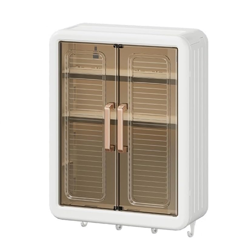 HDR MALL Wall Mounted Cabinet with Acrylic Door & Adjustable Shelves, Bathroom Storage Shelf, Medicine Stand, Over The Toilet Storage Box,Rack for Kitchen, Laundry, Kitchen,Living Room (White-L)