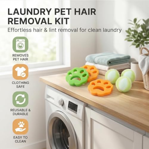 Image of 8 Pack Laundry Hair Remover Balls Pet Hair Catcher