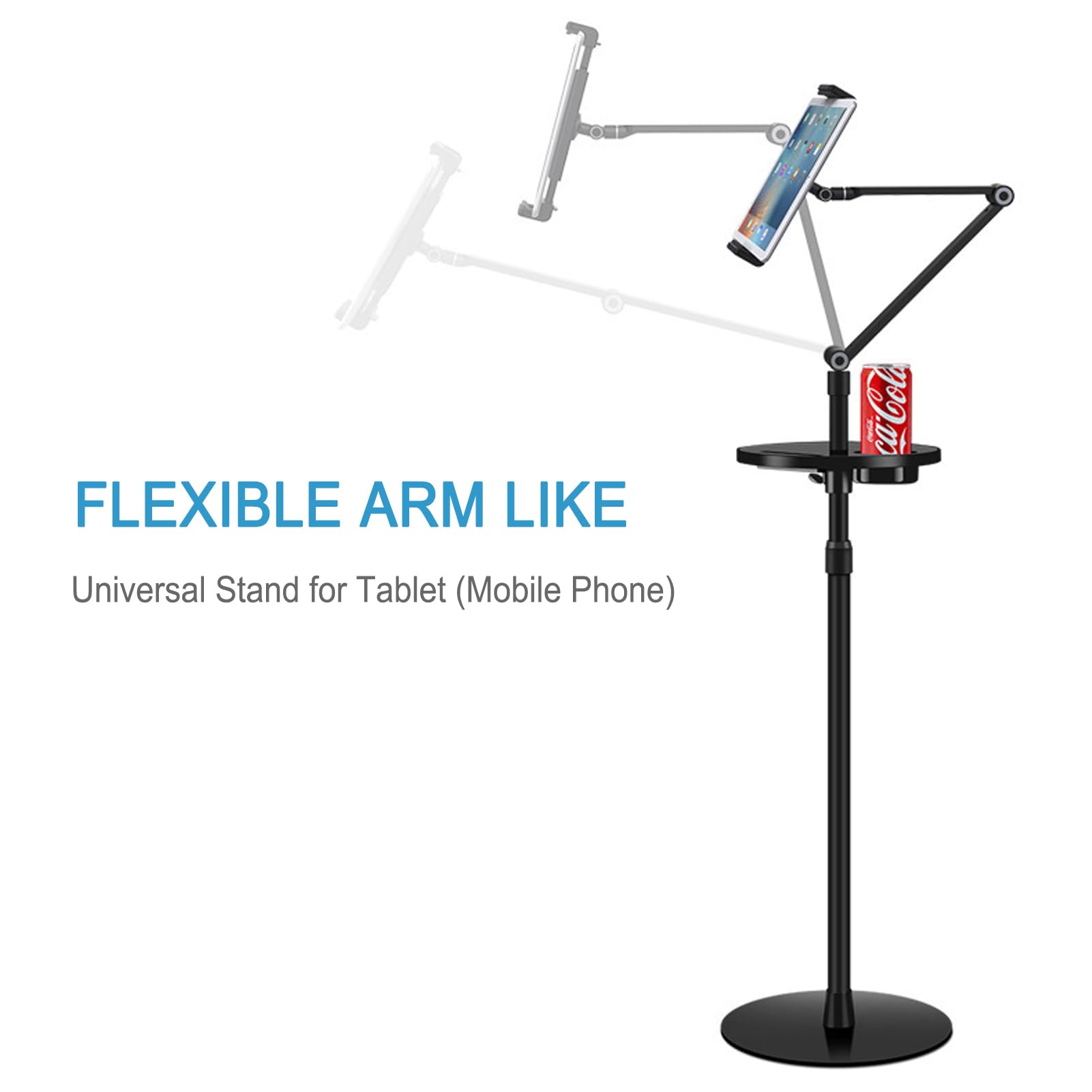 Supporto per Cellulare, Supporto per Tablet Da Letto con Braccio Articolato Flessibile E Vassoio, Girevole A 360 Gradi, per Vlog, Live Streaming, per Ipad O Cellulare Da 4,7''-12,9''(Color:001)