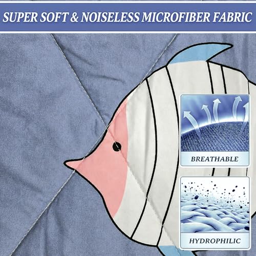 Image of MORADO Glace Cotton AC Comforter /Blanket /Quilt for Double Bed | Ultra Soft & Lightweight | All Season Reversible Comforter | Cozy Bedding for Home & Hotel | Size 90x100 Inches,Fish & Grey,Double