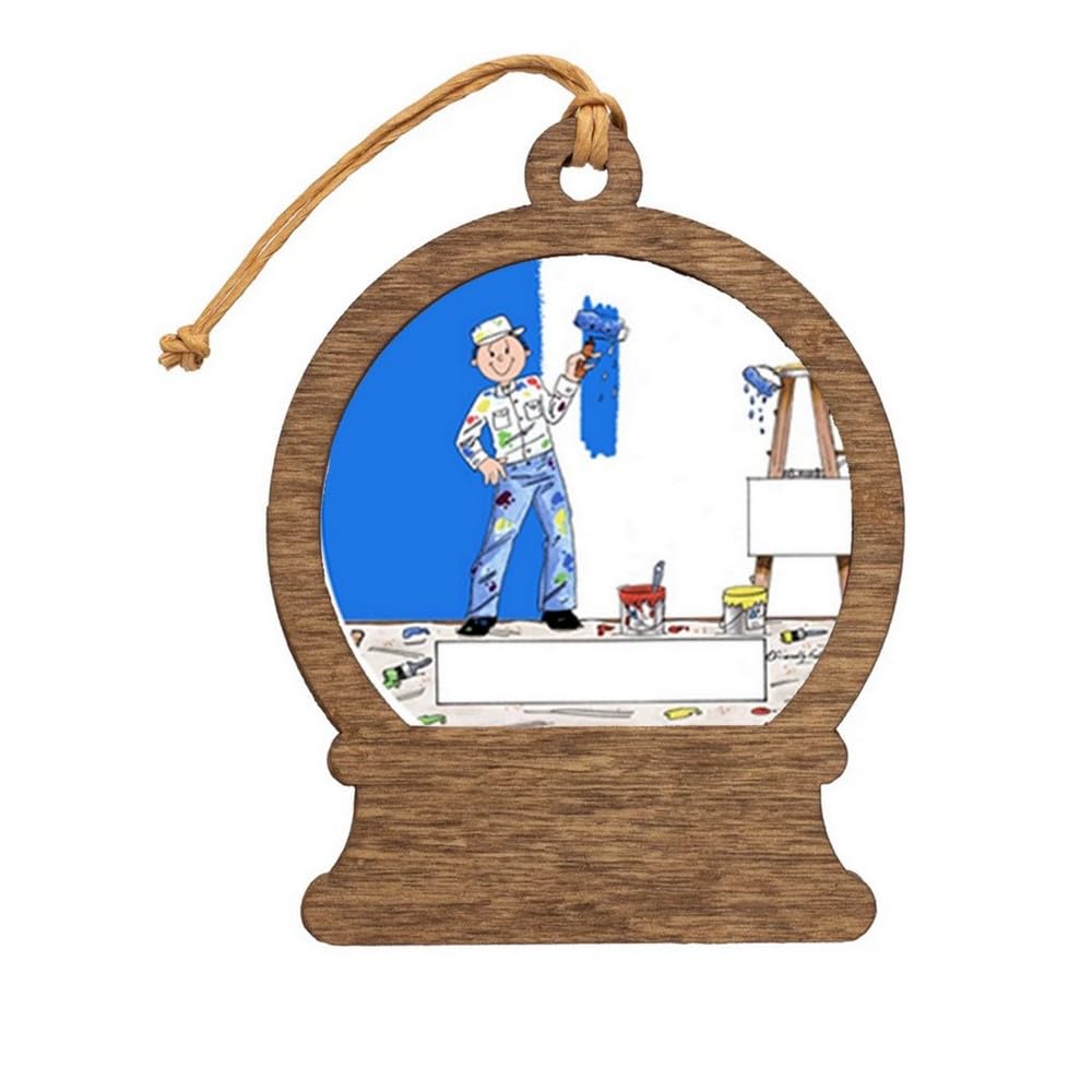 Personalized Painter - Male Wooden Snow Globe Shaped Christmas Ornament