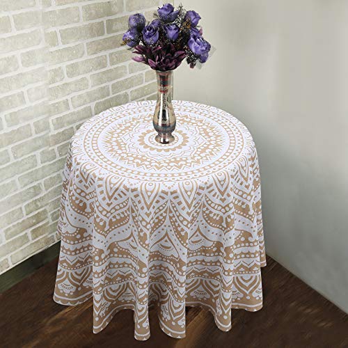 Rajrang PART_B07SK7J7H4 Large Round Tapestry Camping Cotton Ombre Mandala Tablecloth Yoga Mat Boho Beach Blanket Circle Tapestries 72 Inch Golden thumb #5