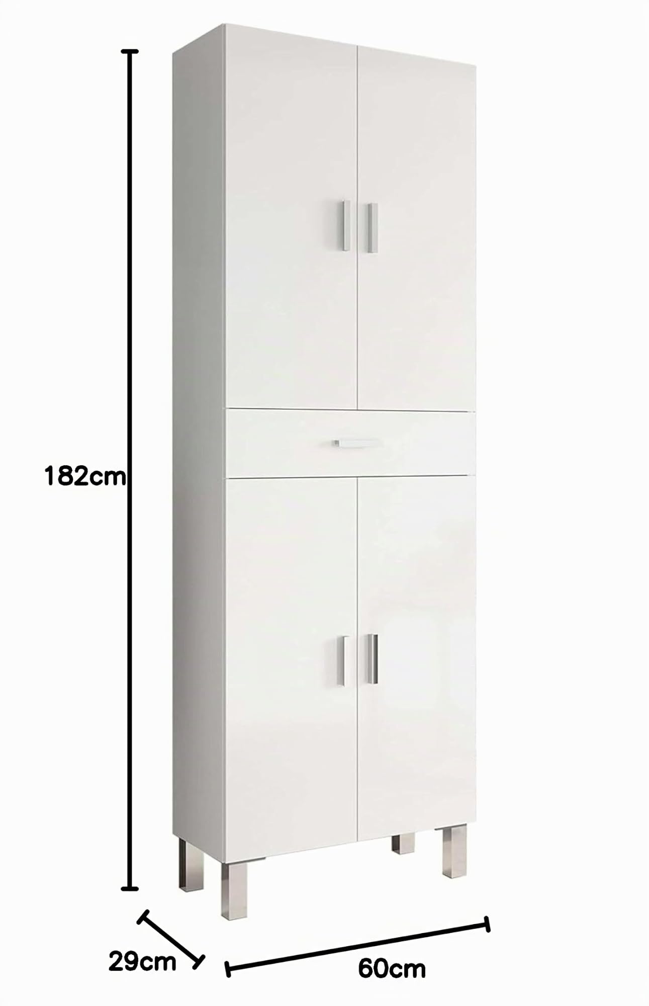 Armario Toscana de Baño - 4 Puertas de 180 x 60 x 29,5 cm - Blanco