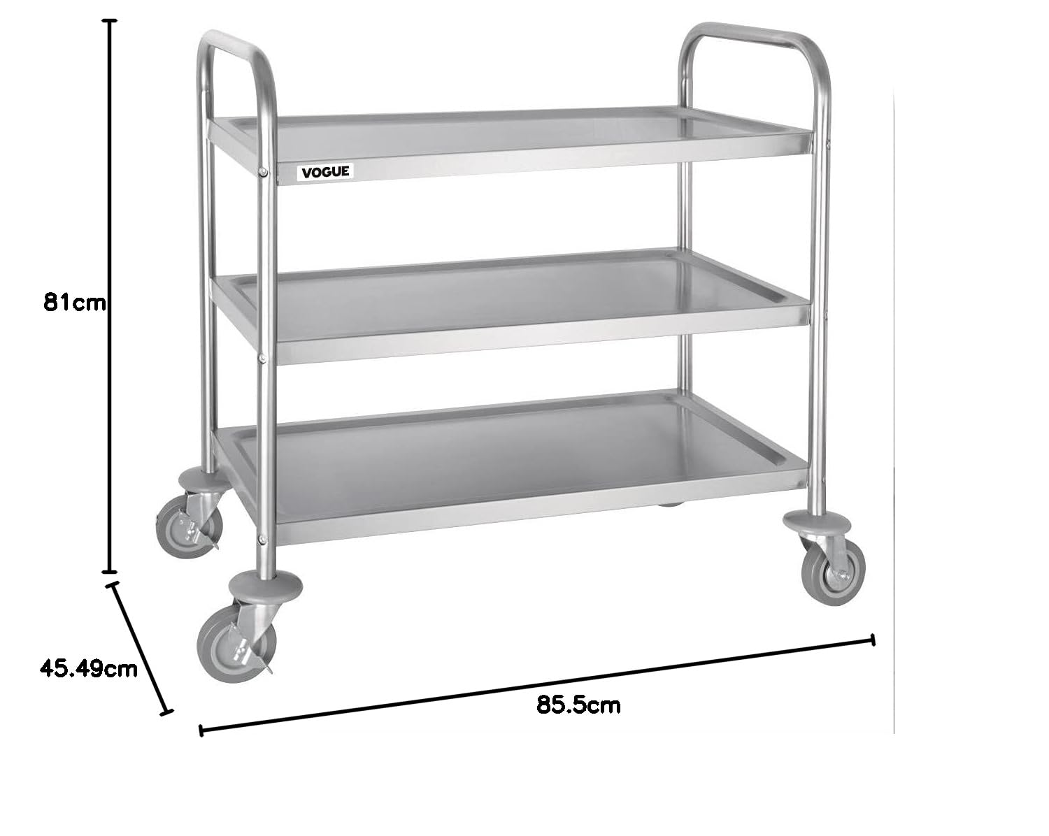 Vogue Carrito Plano de 3 Niveles St/St - 810 x 455 x 855 mm