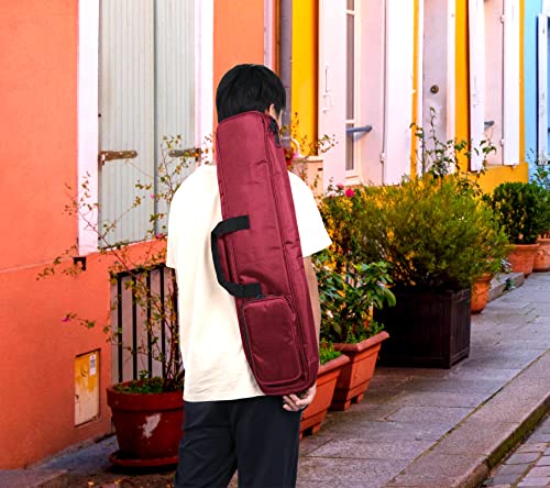 Geek Ewi Soft Bag Clarinet Flute Soprano Saxophone Case Internal Buffer Length 29.9In/76Cm With Padded Handle Carrying And Shoulder Strap For Akai Ewi 4000S 5000 (Red&Single Shoulder Strap) #TOP6