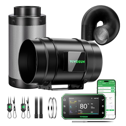 Image of VIVOSUN G8 Smart Filtration Kit, Inline Fan, Controller, Carbon Filter,Duct