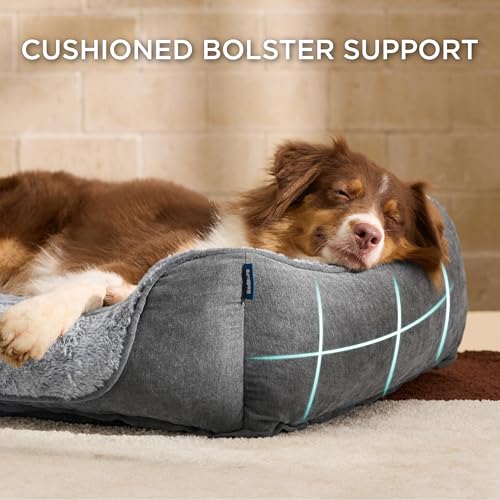 BEDSURE Hundebett mittelgroße Hunde – 76x61x15cm Hundesofa für mittlere Hunde waschbar, Hundekorb mit Abnehmbarer Bezug, Hundecouch mit Rutschfester Unterseite, kuschelweiches Hundebett, Grau