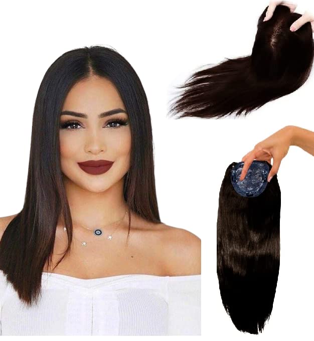 Wizme Hair Closure/Hair Topper/Silk Based Hair Topper/ 3 Clip Hair Closure/Hair Topper Extension Cover Bald Space For Women And Girls Black Pack Of 1-image-14