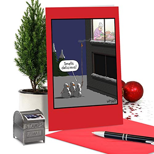 Nobleworks Pack Of 12 Funny Christmas Greeting Cards With Envelopes, Humor Holiday For Men And Women (1 Design, 12 Cards) - Carrot Nose Extension B2489Xsg #TOP2