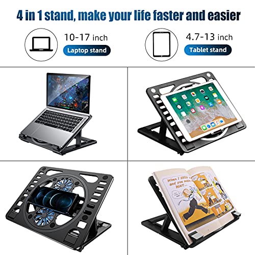 Laptop-Cooling-Pad-Portable-10-17-Inch-Laptop-Stand-with-2-Rotate-Led-Fans-Elevator-6-Angle-Adjustable-Laptop-Cooler-with-Phone-Tablet-Laptop-Notebooks-Stand-Black