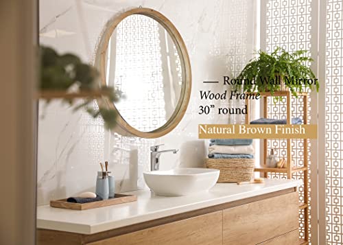 Mirrorize Round Mirror 30" For Living Room Wall Decor, Decorative Circle Mirror, Bathroom Vanity Mirror, Farmhouse Large Circular Mirror For Entryway #TOP2