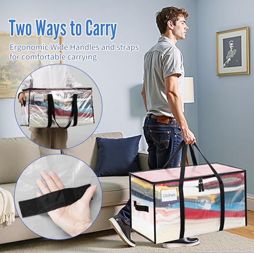 Image of BAGAIL Heavy Duty Moving Bags with Strong Handle, Extra Large Moving Boxes, Storage Tote for Clothes, College Moving Supplies(Clear, 10 Pack)