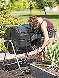 Gardener's Supply Company - Compost Tumbler with Wheels - Heavy Duty Dual Rotating Batch Outdoor Organic Compost Bin Tumbling Mixer Composter - Holds 3 Cubic Ft of Kitchen Waste & Garden Clippings